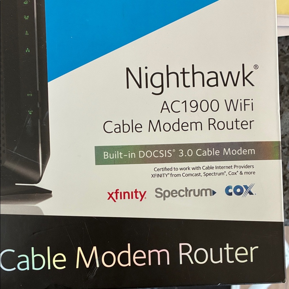 netgear Nighthawk AC1900 WiFi Cable Modem Router - Black